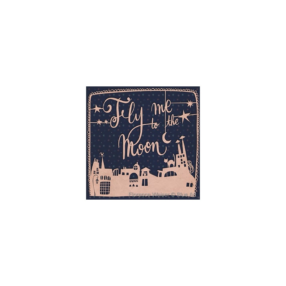 Carte Florence WEISER Fly me to the moon 14x14cm