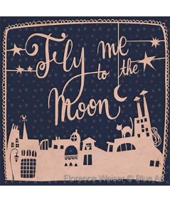 Carte Florence WEISER Fly me to the moon 14x14cm