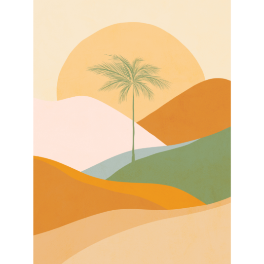Affiche Dominique Vari Palm Sunset Green