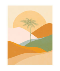 Affiche Dominique Vari Palm Sunset Green