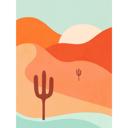 Affiche Dominique Vari Cactus Desert 30x40cm