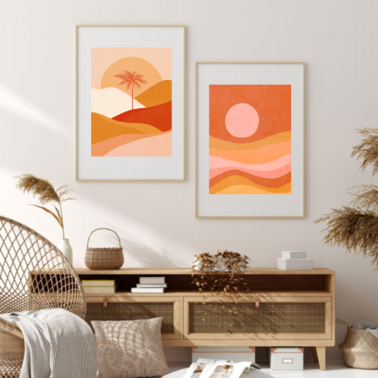 Affiche Dominique Vari Palm Sunset Peach