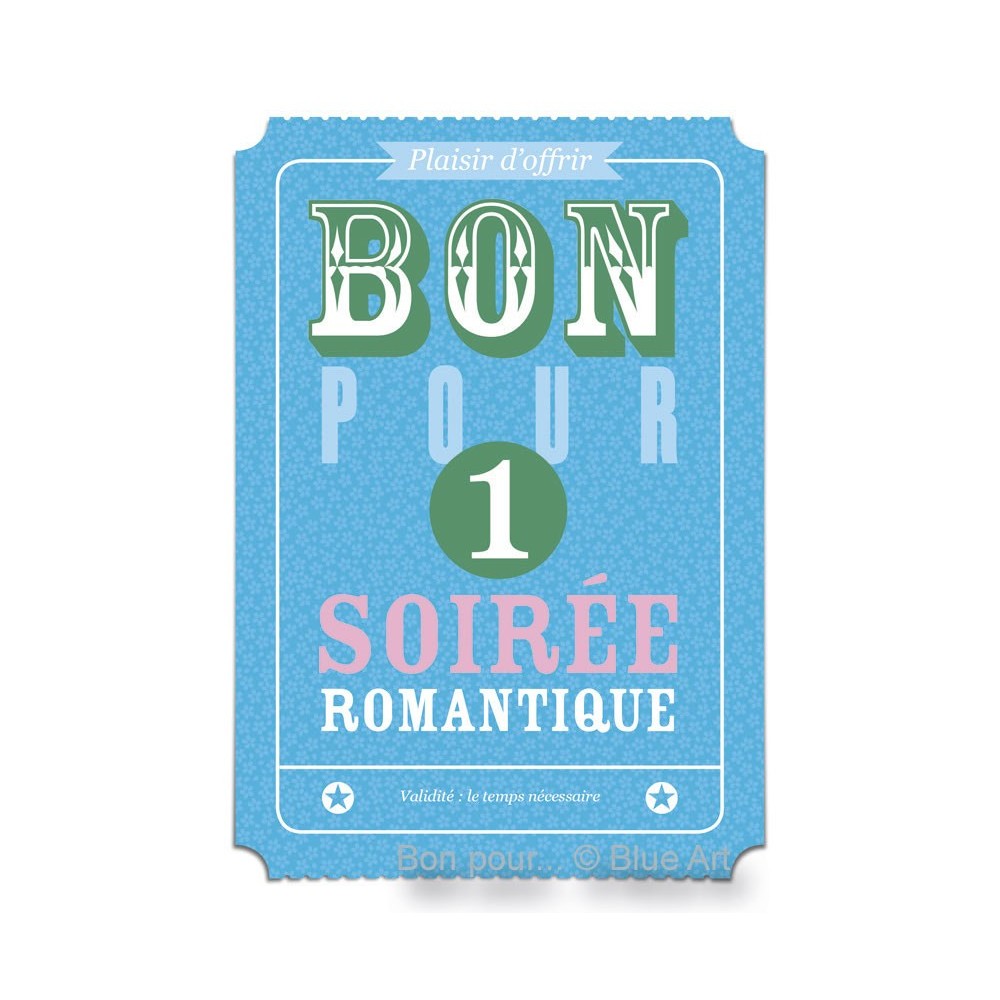 Carte "BON POUR" 1 Soirée romantique 12x17cm