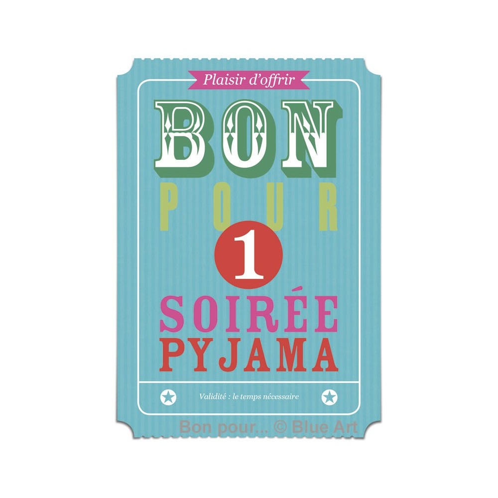 Carte "BON POUR" 1 Soirée pyjama 12x17cm