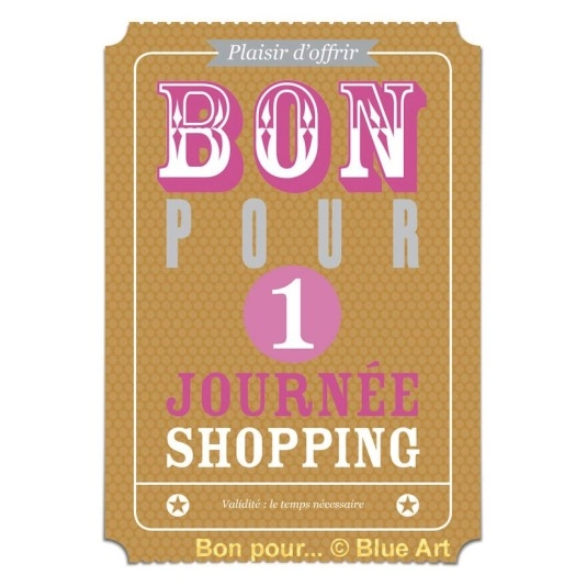 Carte "BON POUR" 1 Journée shopping 12x17cm