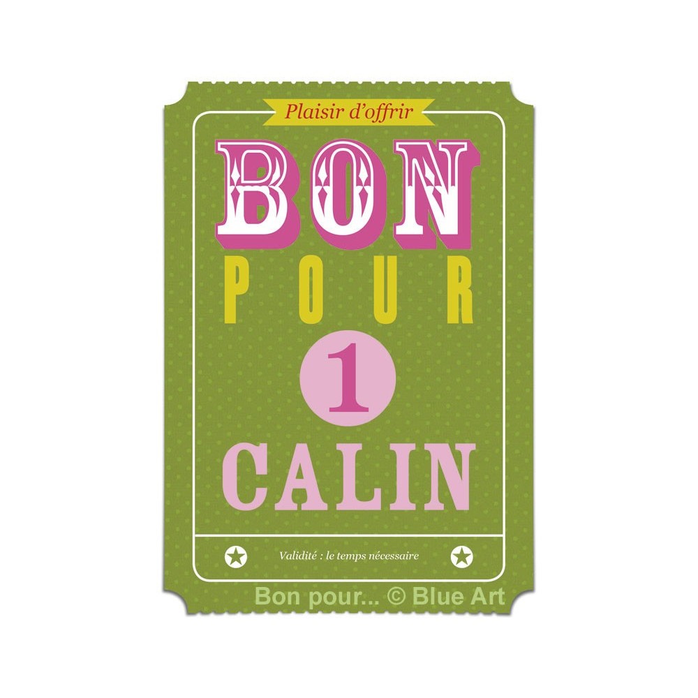 Carte "BON POUR" 1 Calin 12x17cm