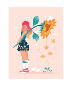 Affiche Marion Blanc Fille tournesol