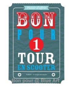 Carte "BON POUR" 1 tour en scooter 12x17cm
