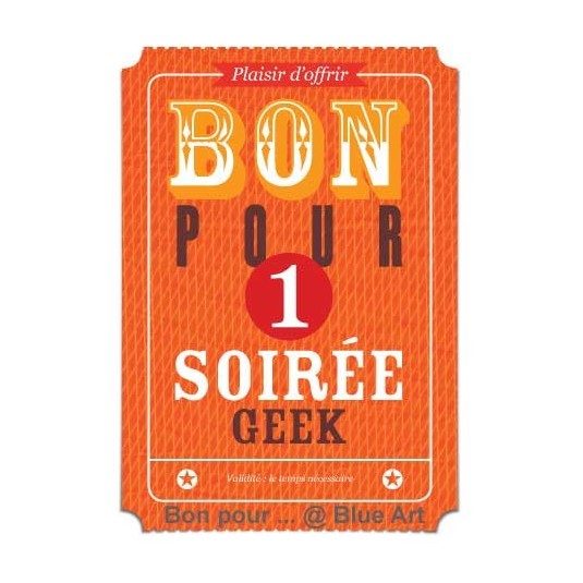 Carte "BON POUR" 1 soirée Geek 12x17cm