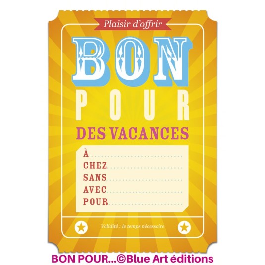 Carte "BON POUR" Des vacances 12x17cm