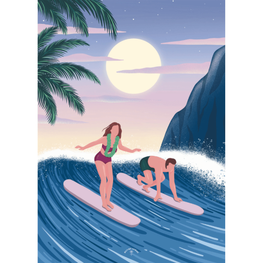 Affiche Ally Dit Hawaii Surf & Love