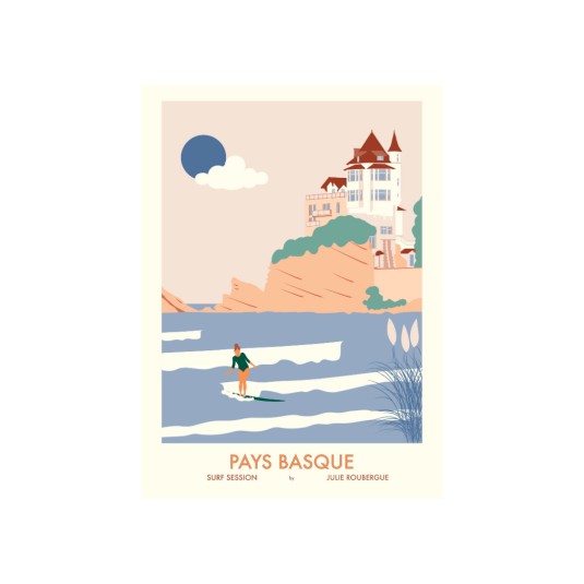 Affiche Julie Roubergue Surfeuse Pays Basque