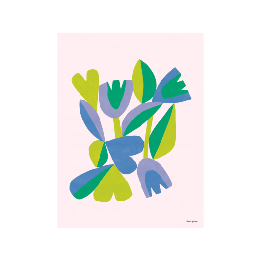 Affiche Claire Iglesias bouquet de fleurs bleu
