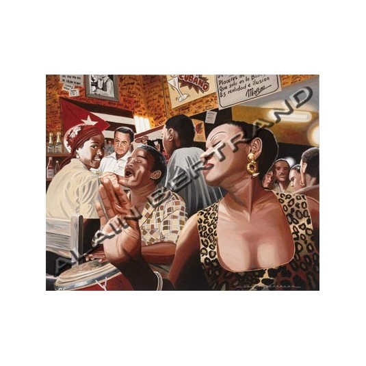 Affiche Alain BERTRAND Salsa in Cuba café 60x80 cm