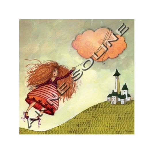 Carte Anne-Soline SINTES La tête dans les nuages 14x14cm